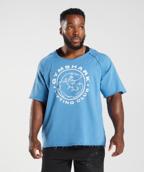 Men's Gymshark Legacy Rag Top T-Shirts Blue | CA 157DAN